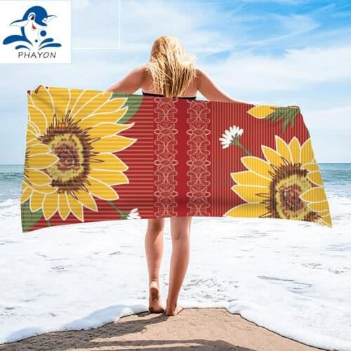 PHAYON Surf Poncho Microfiber Bath Towel Sunflowers Large Beach Towels Quick Dry Flowers Beach Mat Beach Towel for Adults