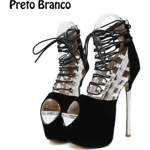 Preto branco Womens High-heeled Shoes