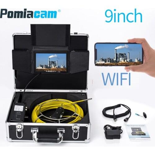 9" WIFI Pipe Pipeline Inspection Drain Sewer Industrial Endoscope Snake Video System 9inch with yellow 20M Fiberglass cable
