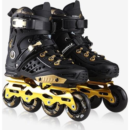 JAPY Skate Roselle Inline Skates Black Golden Professional Slalom Inline Skates Roller Free Skating Shoes Sliding Patines