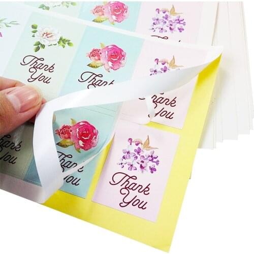 800 Pcs/lot Thank You Self Adhesive Stickers Candy Paper Tags Flower Design Label Sticker For DIY Hand Made Gift Cake Wholesale