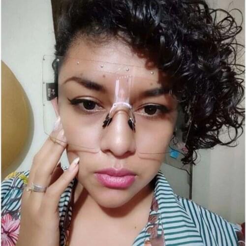 Oversize Rivet Sunglasses For Women Brand Designer Vintage One-piece Windproof Sun Glasses Female Male Tinted Eyewear UV400