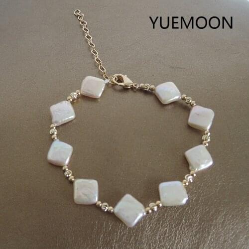 High quality BRACELET made of 100% NATURE FRESHWATER PEARL BRACELET-AAA BAROQUE PEARL-SQUARE SHAPE BAROQUE PEARL