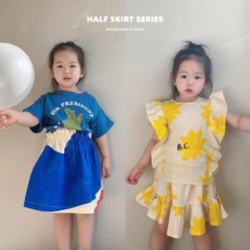 Kids Girls Skirt Bobo 2021 Spring Summer Children Cute Color Matching Graffiti Print Casual Long Skirts For Girls 1-11y