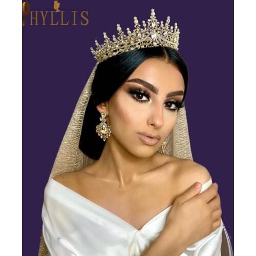 A158 Golden Bridal Crown Zirconia Bridal Tiara New Crystal Rhinestone Headband Wedding Hair Jewelry Gold Silver Bridal Headwear