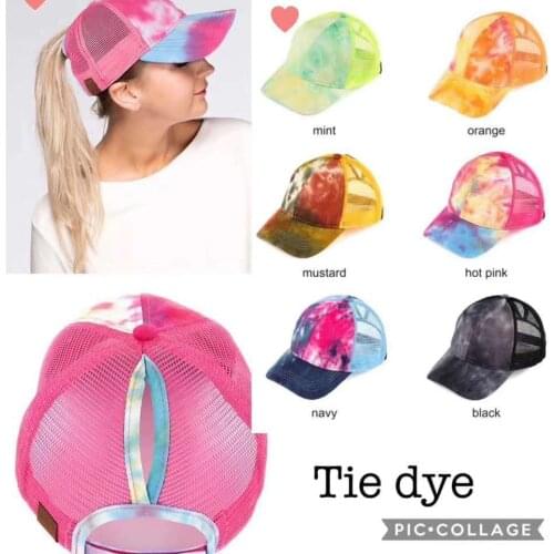 Women Summer Mesh Ponytail Baseball Caps Fashion Tie Dye Snapback Caps wholesale Hat Ladies Sports Bone Casquette Gorro