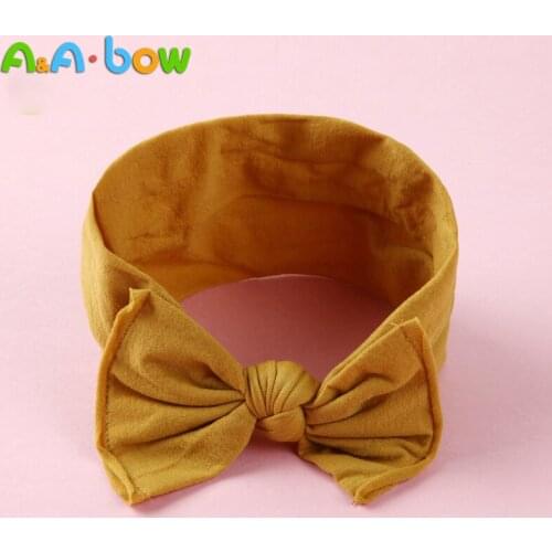 1pcs Classic Bow Baby Headband for Newborn Turban Solid Color Elastic Nylon Head Wrap for Children Baby Hair Accessories
