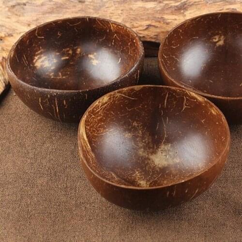 Vintage Natural Coconut Shell Bowl Eco-Friendly Ice Cream Bowls Creative Fruit Bowl Handicraft Art Work Decoration