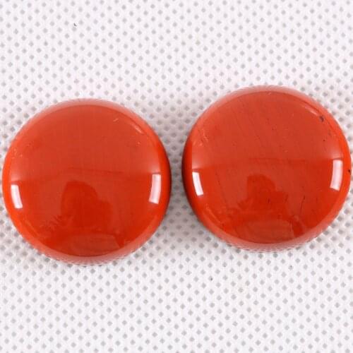 25MM Round Cabochon CAB Natural Stone Red Jaspers No Drilled Hole Bead for Women Men DIY Jewelry Making Ring 2Pcs/Lot K1069