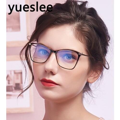 46971 Plastic Titanium Cat Eye Glasses Frame Men Women Optical Fashion Anti Blue Computer Eyeglasses
