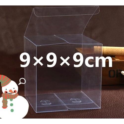 50PCS/Lot Transparent PVC Box 9x9x9cm Plastic Displays Clear PVC Gift Package Boxes Waterproof Box Candy Box Accept Custom Logo