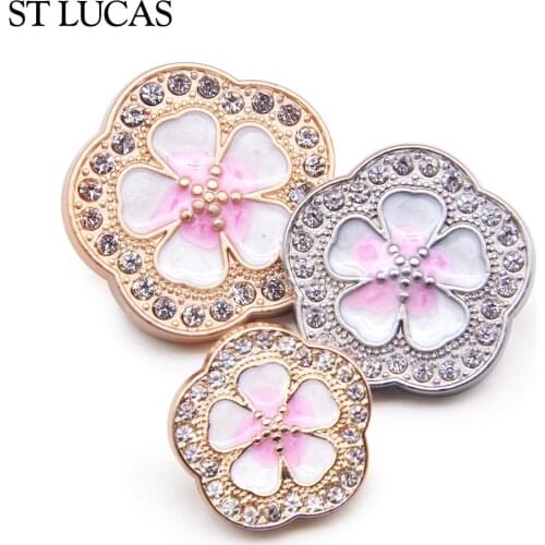 6pcs Fashion Decorative Rhinestone Flower Metal Buttons Cloth Sewing Buttons For Women Shirt Suit Overcoat Garment Accessory DIY