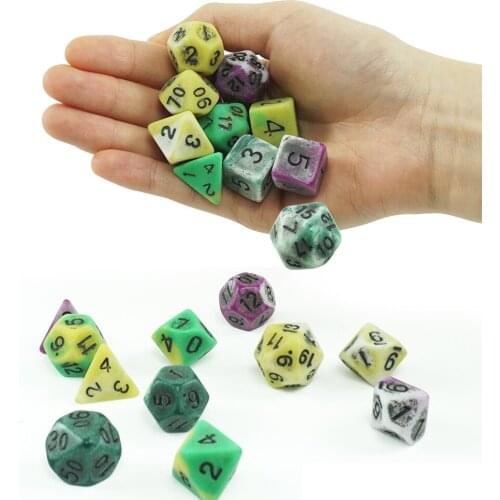 7Pcs/Set Polyhedral Dice Black Numbers For Accessories Board Game D20 D12 2xD10 D8 D6 D4