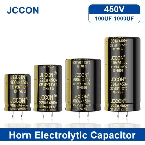 JCCON 2Pcs 450V Horn Electrolytic Capacitor 100UF 150UF 180UF 220UF Volume Welding Full-Voltage For Audio Hifi Amplifier 105