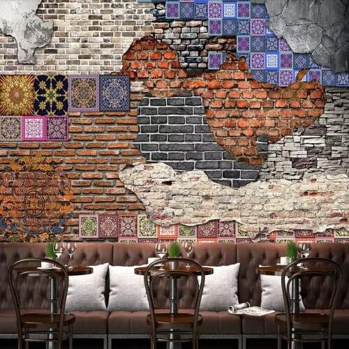 Milofi custom large 3D wallpaper mural brick wall art nostalgic retro background wall background painting decorative mural