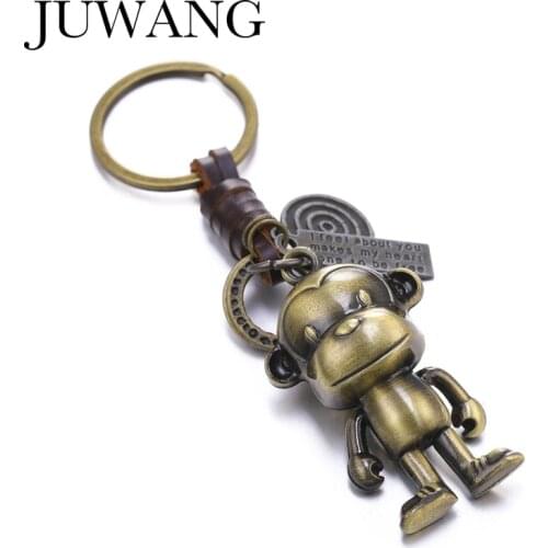 JUWANG Fashion Keychain Key Hooks Jewerly Accessories Copper 3D Pendants Bronze Key Chains Rings For Bags Key Decoration