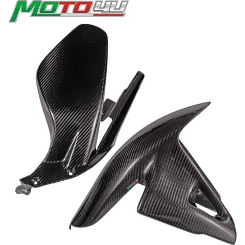 1 Set Carbon Fiber Front & Rear Fender Mudguard Hugger 100% Gloss Motorcycle Accessories For Ducati Panigale V4 2018 2019