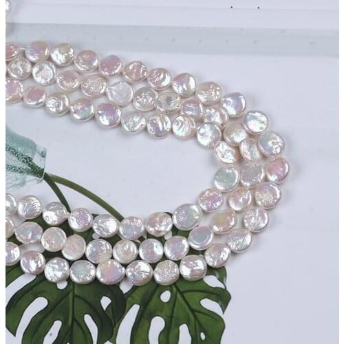 Real Factory Price White Natural Freshwater Pearl Strand 10-11mm Coin Shape Loose Bead For Jewelry Making