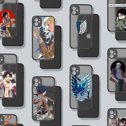 Anime Attack on Titan Phone Case For iphone 12 11 8 7 plus mini x xs xr pro max matte transparent cover