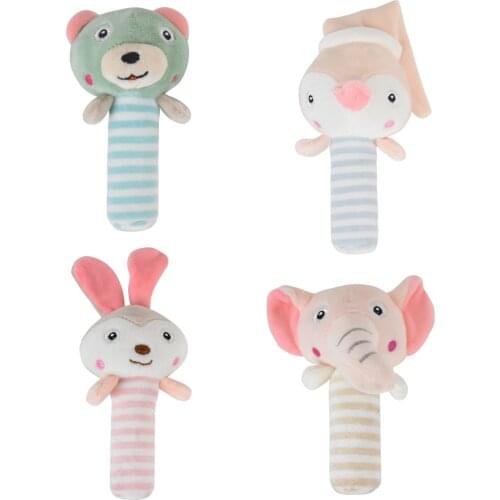 Babysylsrl Baby Rattles Comfort Cartoon Cute Plush Animal Rattle toys（Bear\Rabbit\Penguin\Elephant