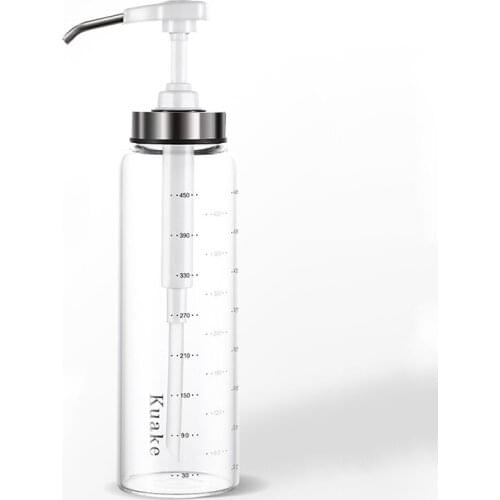 Sauce Syrup Dispenser Bottle Glass Olive Oil Dispenser with Wide Neck Press Pumps Head Kitchen Supplies STTA889