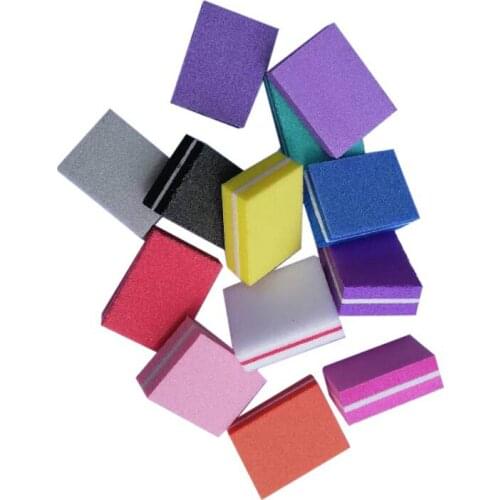 20pcs/lot Double-sided Mini Nail File Blocks Colorful Sponge Nail Polish Sanding Buffer Strips Nail Polishing Nail Tools