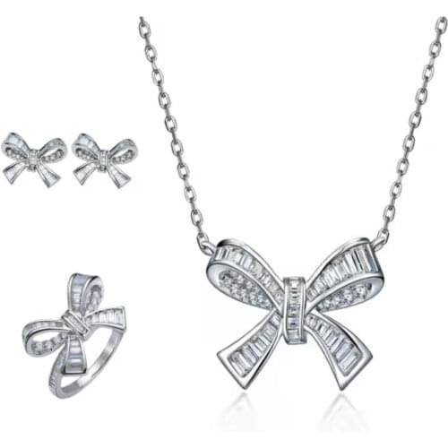 Euro-American Popular Bow Knot Money Sets Crystal Jewelry Three Suits