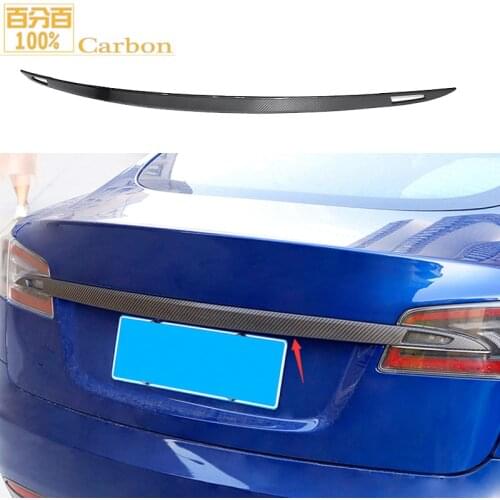Glossy Black Waterproof Real Carbon Fiber Tail Rear Trunk Lid Cover Trim Rear Trunk Boot Tailgate Door Tail For Tesla Model S