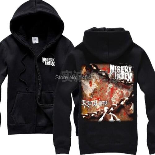 Hot Sale Misery Index Band 100%Cotton Rock Hoodies Winter jacket Shirt hardrock Death Punk Black Metal Sweatshirt iron chain