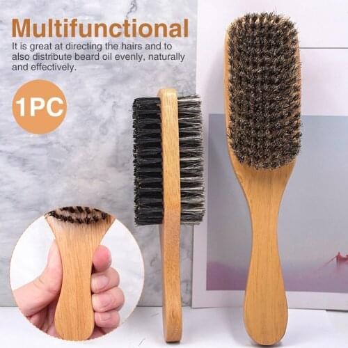 Beard Comb Styling Tool Anti Static Grooming Wooden Handle Hair Brush Double Sided Mustache Massage Facial Salon Portable