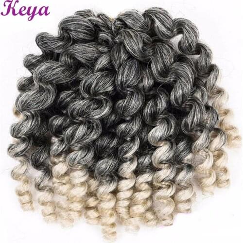 Jamaican Bounce Crochet Hair Extensions 8 Inch Jumpy Wand Curl Crochet Braid Ombre Synthetic Braiding Hair For Black Women