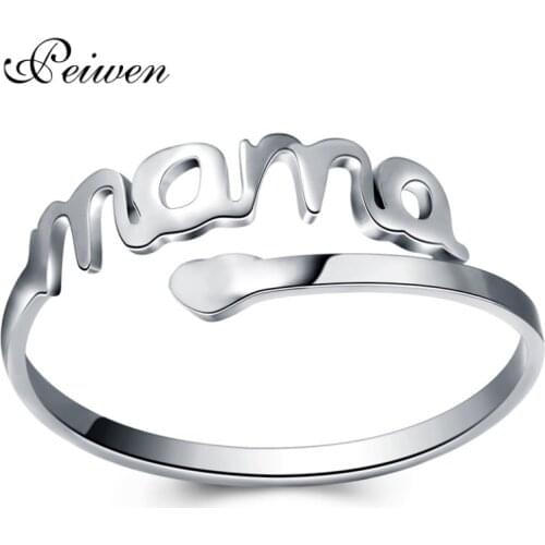 Vintage Heart Love MAMA Rings Stainless Steel Cuff Gold Silver Color Ring Women Jewelry For Birthday Mothers Day Open Mom Ring
