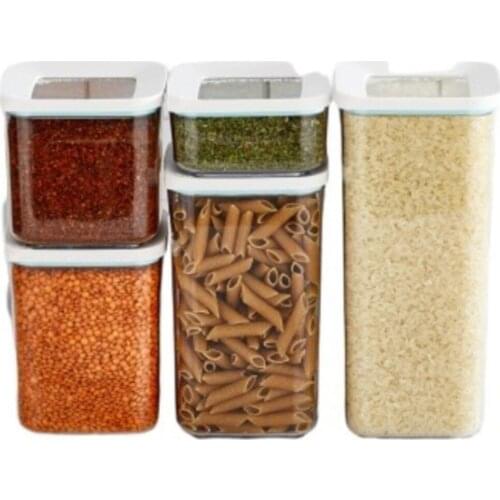 3 Pieces Set Food Kitchen Storage Box Vacuum Lid Organizer Container Transparent Sealed Cans Plastic Clear Container