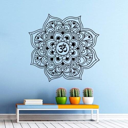 Hot Wall Decals Mandala Yoga Oum Om Pattern Mural Ornament Decal Vinyl Removable Bedroom Home Decor Vinilos Paredes LA686