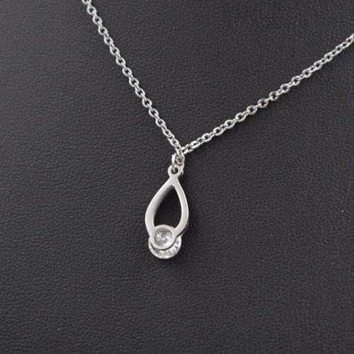Fashion Brand Women Jewelry Heart Stainless Steel Clear Simply Small Round Cubic Zirconia Pendant Necklace