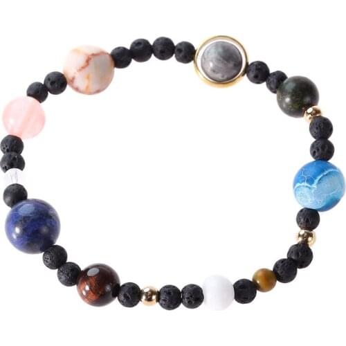 New Universe Galaxy Nine Eight Planets Natural Stone Stretch Bracelet Constellation Bracelets