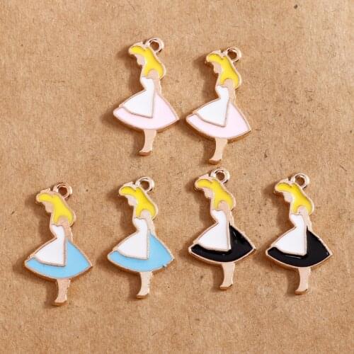 10pcs/lot 13*23mm Enamel Women Charms Fashion Cartoons Pendants for Jewelry Making Bracelets Necklace Charms DIY Findings