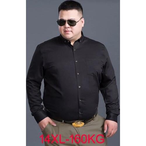 Autumn Spring men dress shirt long sleeve large size 10XL 12XL 14XL oversize formal office fat loose shirts Business