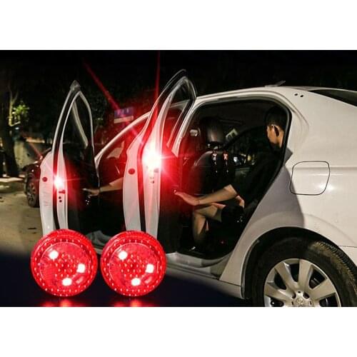 2PCS Wireless Magnetic Car Door Opening Warning Light 5LEDS Strobe Flashing Anti Rear-end Collision Safety Lamps Indicator Light