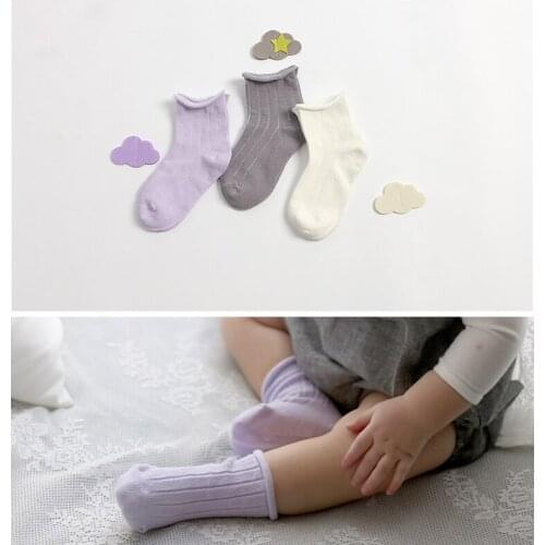W139 Free shipping 1-6 years old Spring boneless suture children cotton socks thin cotton solid color children baby socks relent