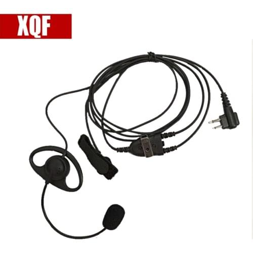 XQF D Shape Earhook Earpiece with Finger PTT and Microphone for Motorola 2 Pin Walkie Talkie EP450 GP2000 GP88 GP88S CP88