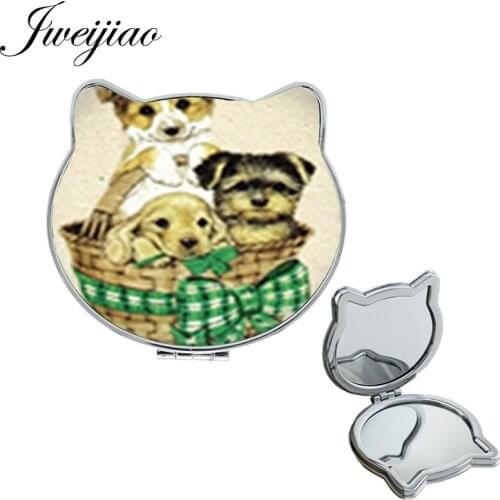 Youhaken warm dogs Family Fashion mirror for girls best birthday gift Kennel Cat Ear Folding Shaped Tools moive espejo D1329