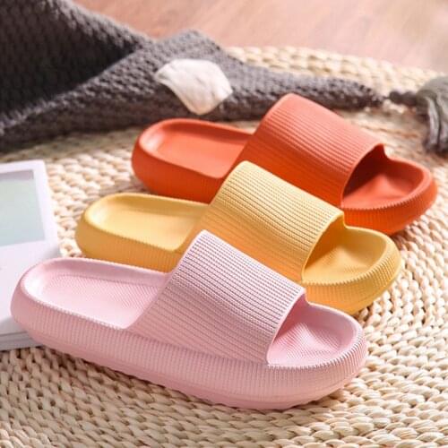 2021 Summer Female Indoor Slippers Floor Flat Shoes Women Thick Platform Slippers Soft EVA Anti-slip Bathroom Home Slipper