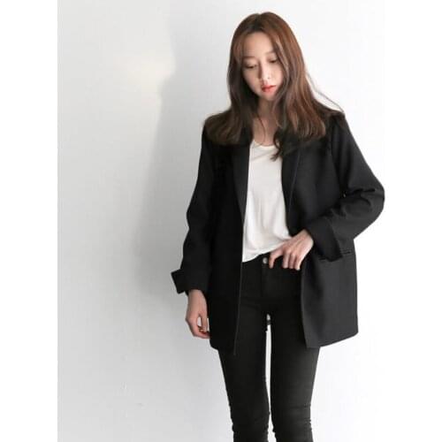 Womens Elegant Long Sleeve Blazers Jackets Loose Casual Outerwear Lady Office Single Breasted Suit Plus Size