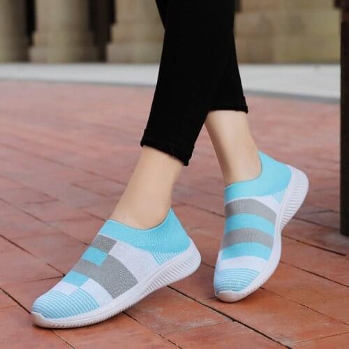 2021 Womens Casual Vulcanized Shoes Woman Sock Sneakers Flat Women Knitted Flat Shoes Ladies Slip On Female Loafers Summer