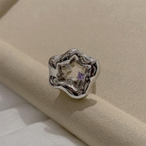 S925 sterling silver ring three-dimensional morning glory crystal diamond female ring opening adjustable