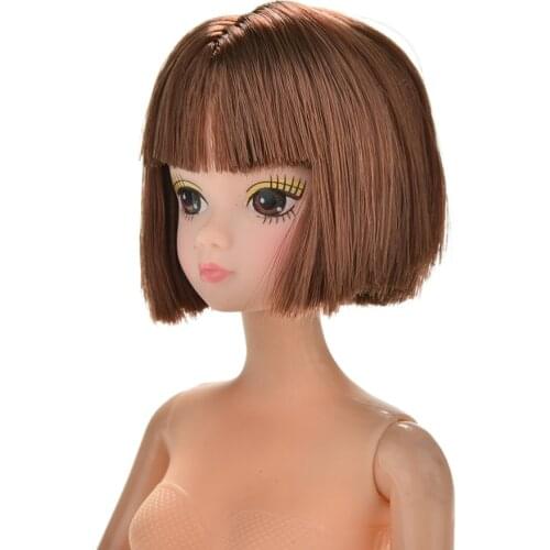 New Arrival Short Hair Students Head Wigs For Dolls Accessories Doll Head Fashion Flaxen 1PC