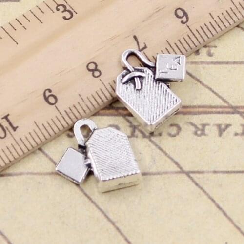 10pcs Charms Tea Bag 15x15mm Tibetan Silver Color Pendants Antique Jewelry Making DIY Handmade Craft Pendant