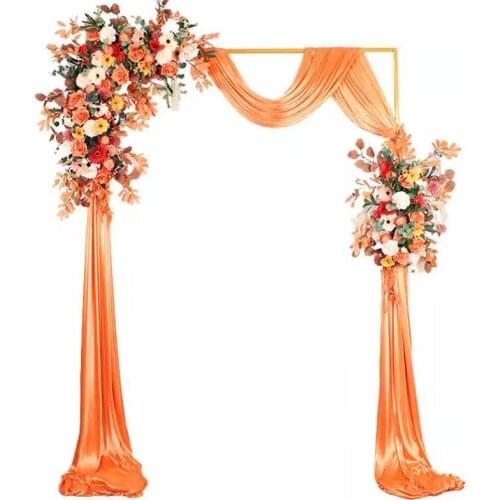 150 -250 CM Shiny Gold Iron Frame Arch Artificial Flower Pillar Backdrop Stage Door Outdoor Wedding Organza Fabric Display Rack