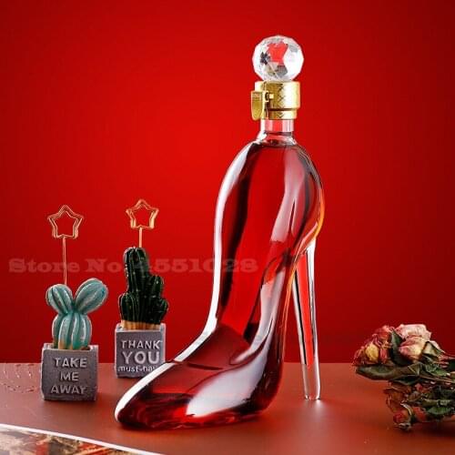 350ML High Heels Shape Decanter Luxurious Crystal Red Wine Brandy Champagne Glasse Decanter Bottle Home Bar Drinking Bottle